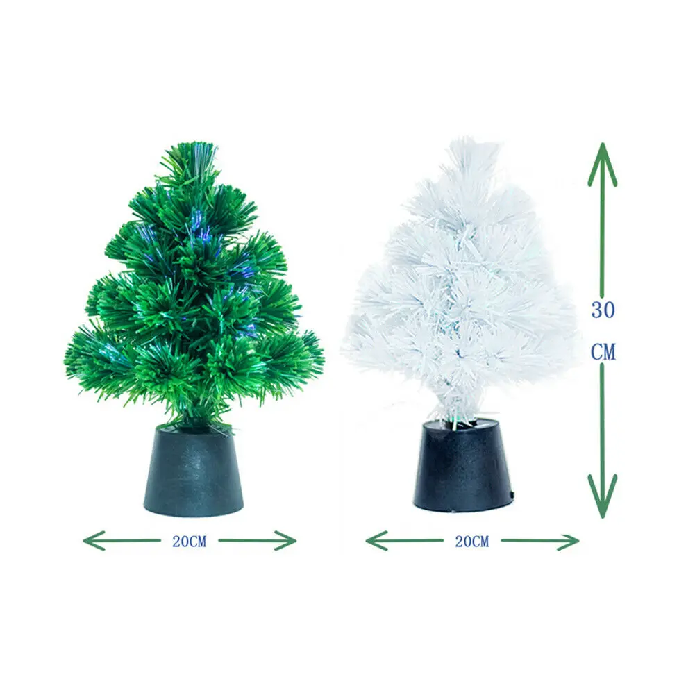 30*20cm Newly USB Fiber Mini Christmas Tree Desk Table Decor Festival Party Ornaments Xmas Gift