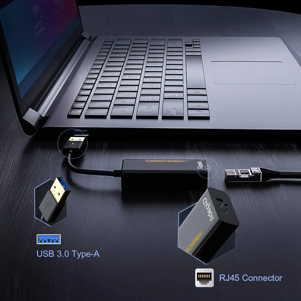 Адаптер USB 3,0 для Ethernet, SuperSpeed USB для сети RJ45 с поддержкой 10/100/1000 Мбит/с Gigabit для MacBook, Windows, XPS
