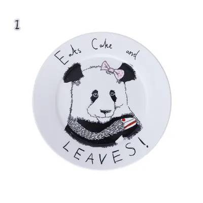 High quality Nordic cutlery cartoon breakfast cake snack dish creative western dish steak dish plate - Цвет: I