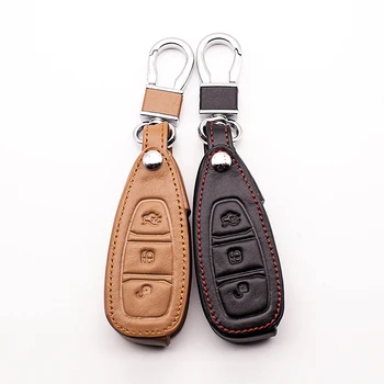 

High quality leather key cover for Ford Focus key mk3 mk4 Ranger Edge Mondeo Kuga car key box 3 button car-covers protect shell
