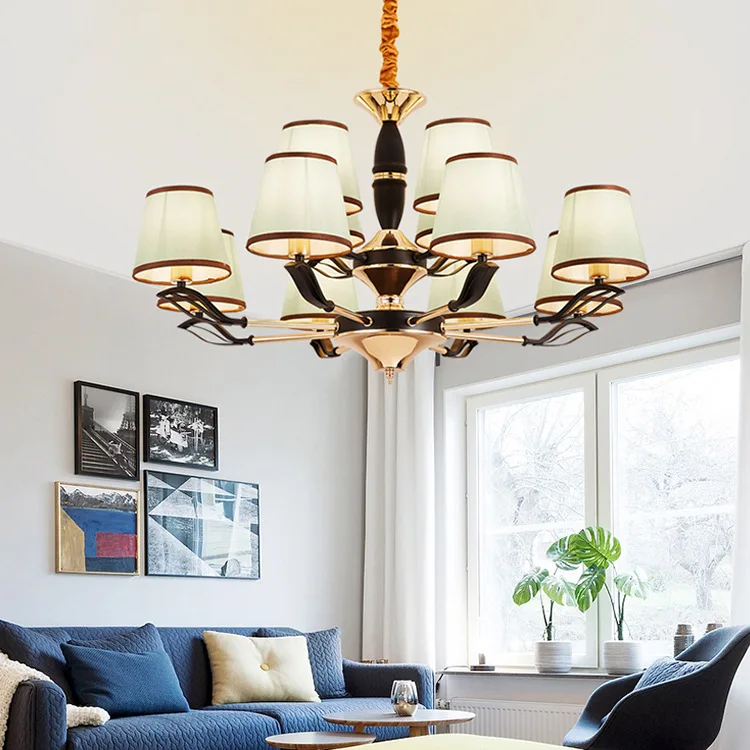 American Living Room Iron Grinding Glass Chandelier Modern Simple Dining Room Hotel Villa Bedroom Chandelier