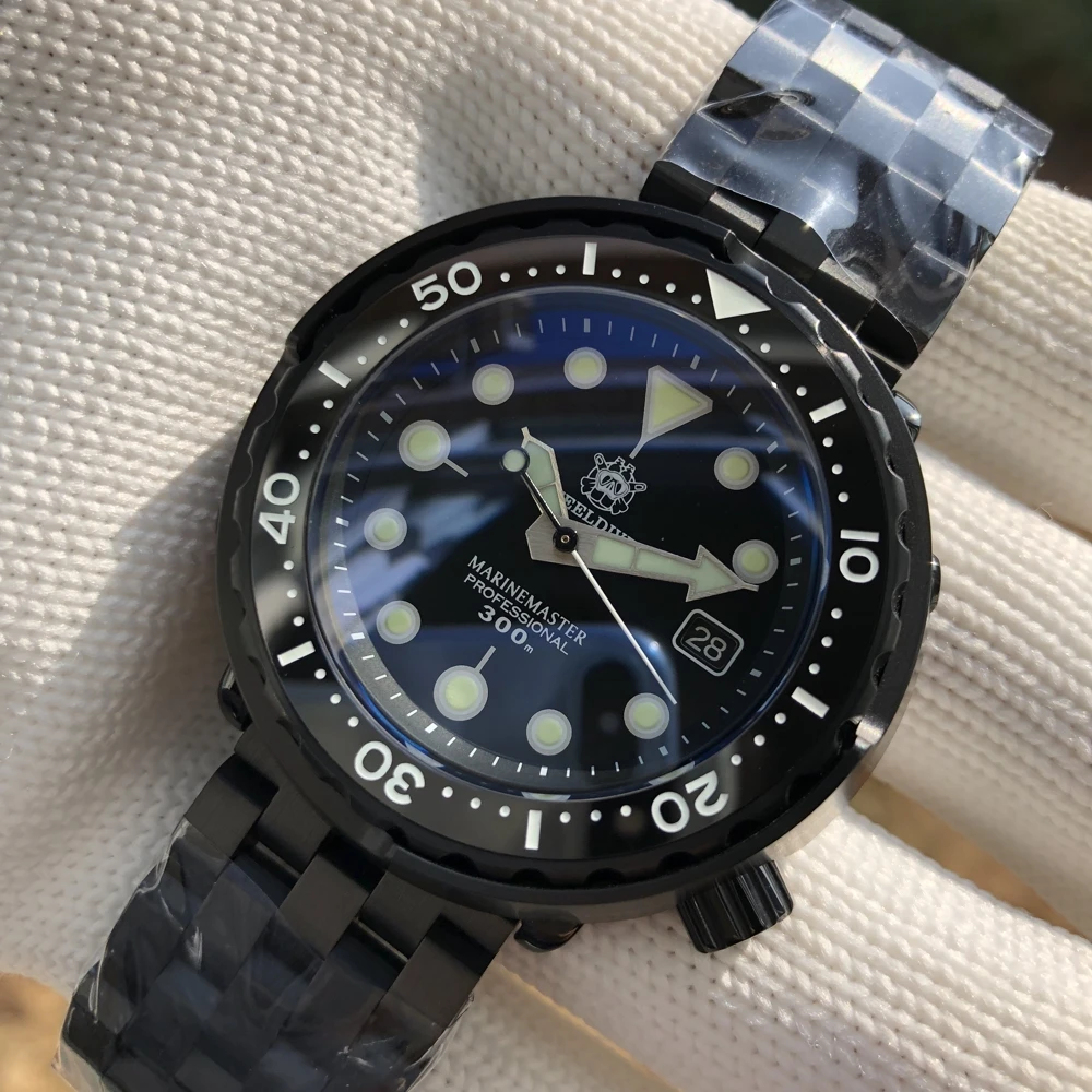 US $137.76 STEELDIVE 1975X Black Warrior Black 316L Steel NH35 Automatic Mechanical Watch Diving 300M C3 Super Luminous Sapphire Crystal