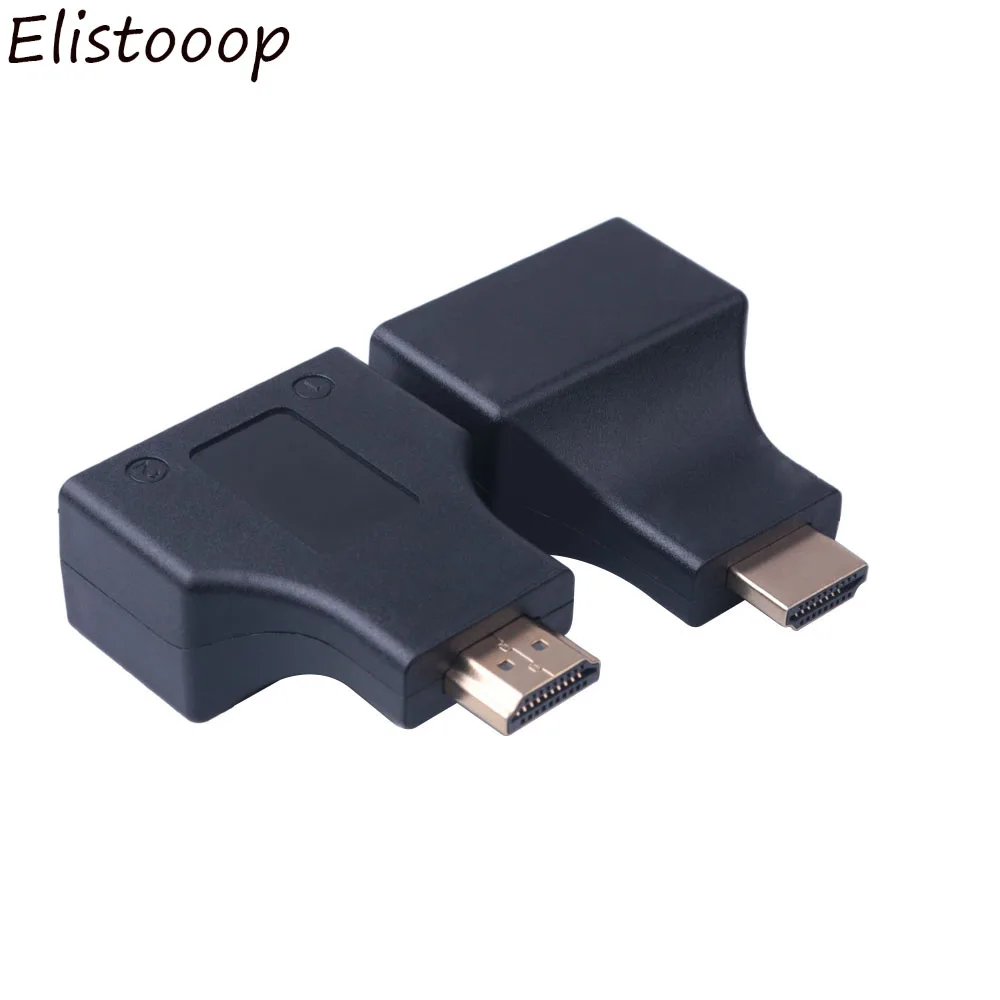 Elistooop 2pcs 1080P HDMI Splitter Cable 30M HDMI to Dual RJ45 Adapter Converters For HDMI Adapters