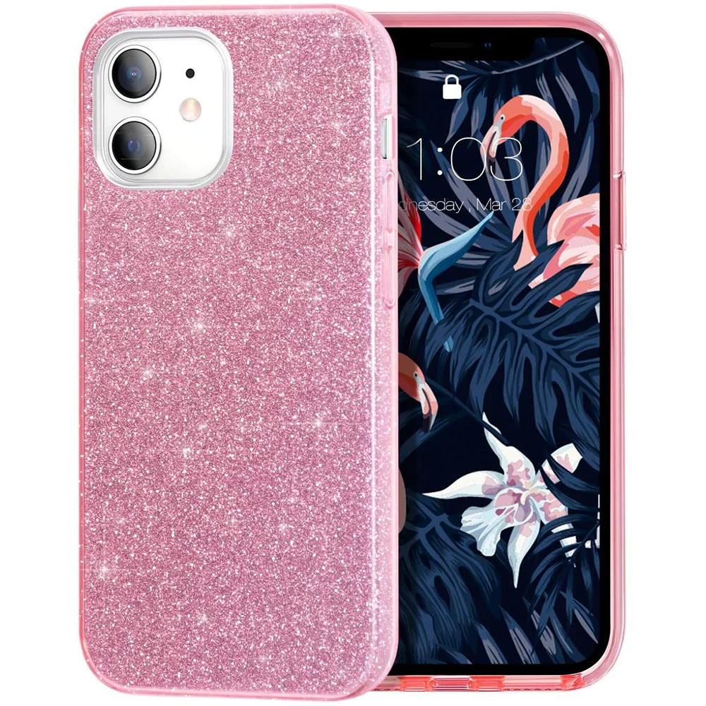 Блестящий чехол для телефона iPhone 13 Pro Max 12 Mini 11 13Pro XS X XR 12Pro 8 7 SE 2020 милый розовый