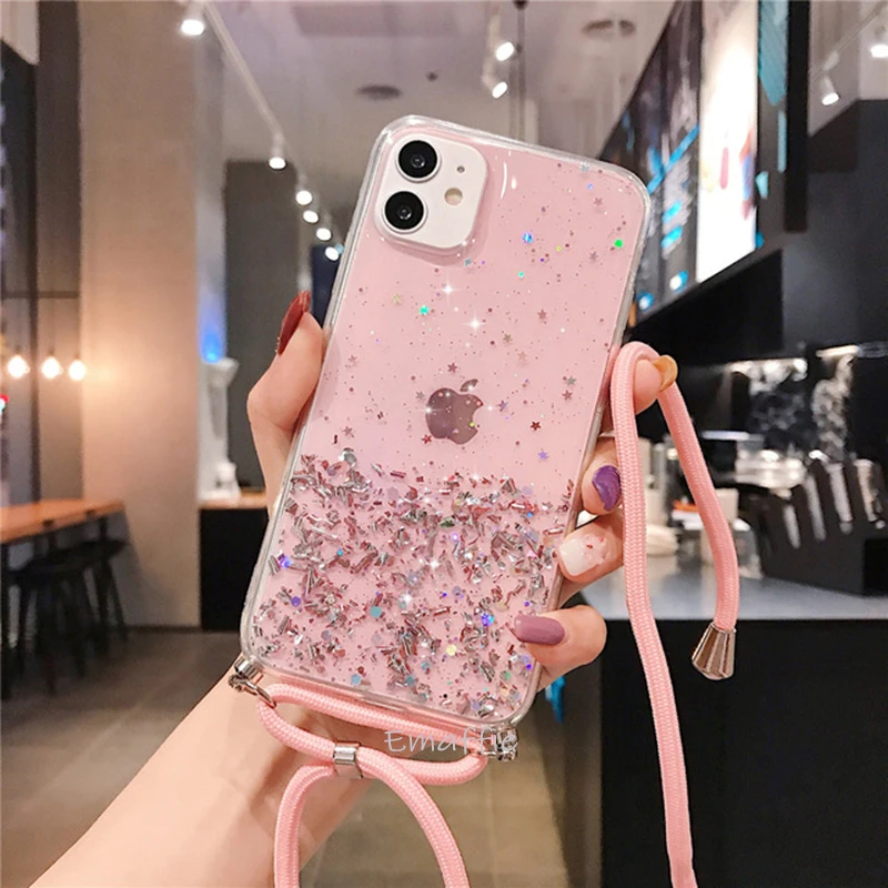 xiaomi leather case chain Necklace Strap Case for Xiaomi Poco X3 NFC F2 Pro Crossbody Lanyard Case Xiaomi Mi Note 10 Lite Ultra 10T Pro Glitter Case Cover xiaomi leather case chain