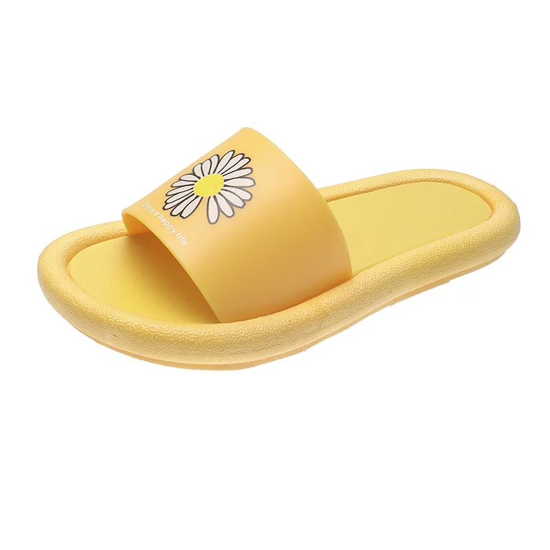 Summer Boys Girls Daisy Flower Outdoor Drag Slippers Casual Soft Children's Candy Colors Beach Sandals For Kids Bathroom Shoes