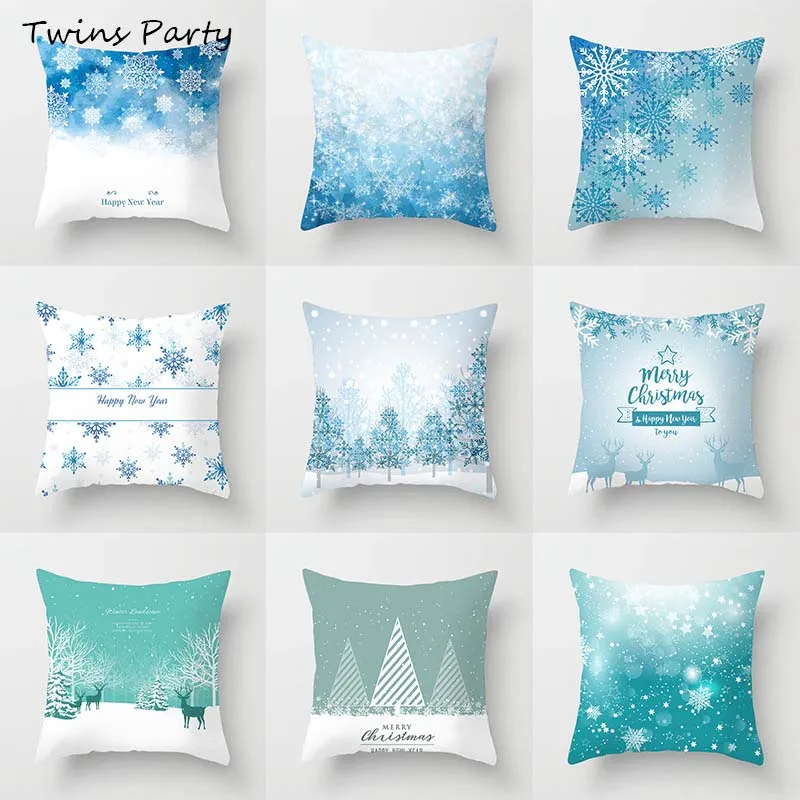 

Twins 45*45cm Christmas Snowflake Wreath Print Decorative Pillow Cases Christmas Cushion Cover Home Decor Black friday