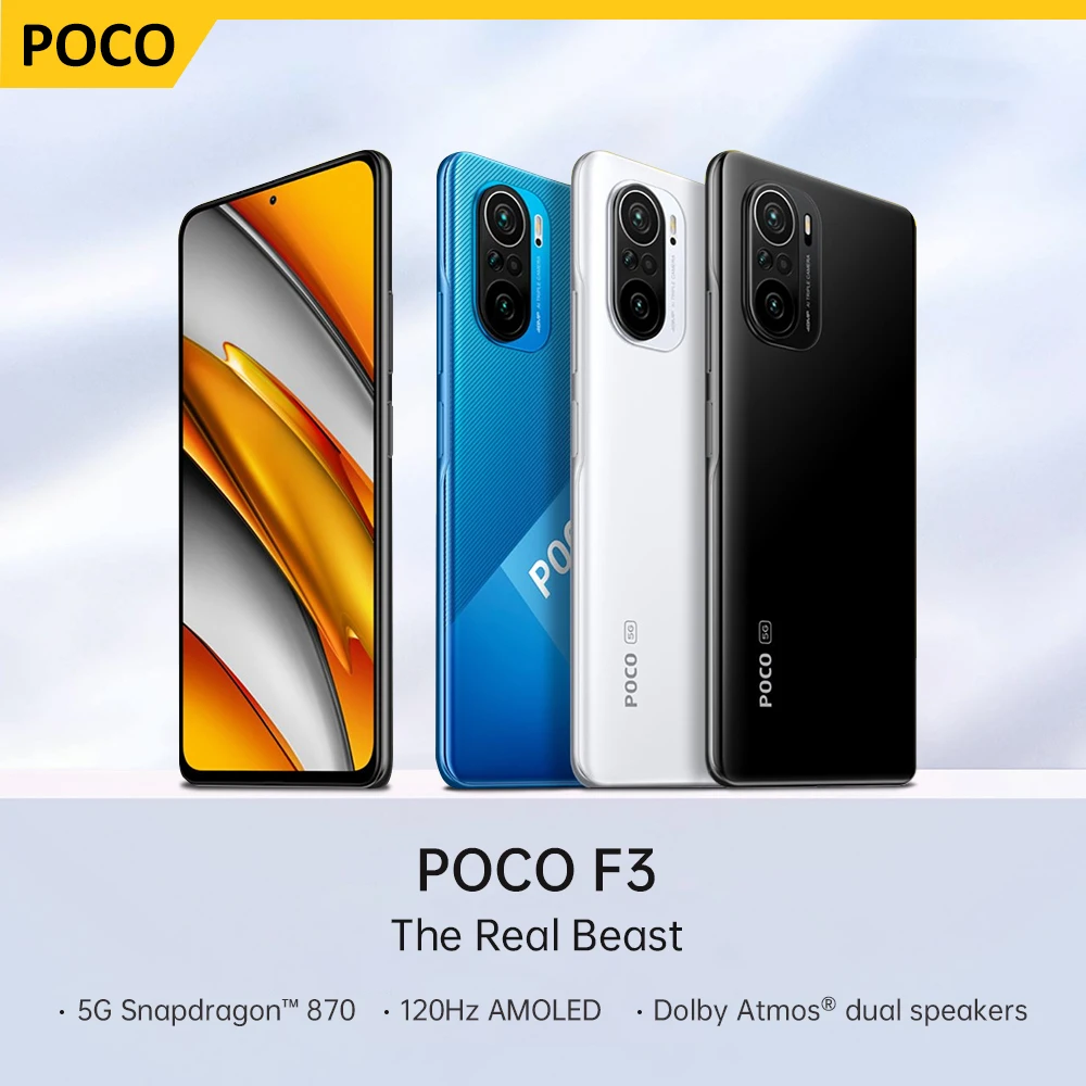 Best Deal Global Version POCO F3 NFC 5G 6GB 128GB/8GB 256GB Smartphone Snapdragon 870 Octa Core 6.67"120Hz E4 AMOLED Display 48MP 33W Fast