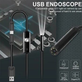 

8/7/5.5MM Lens 1M/1.5M/2M Soft Cable Android USB Endoscope Camera Waterproof Led Light Borescopes Camera For PC Android Phone