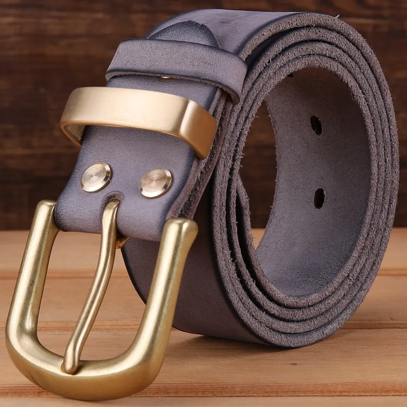 Ремень мужской из 2020 натуральной кожи с пряжкой твердой латуни|genuine leather men belt|mens