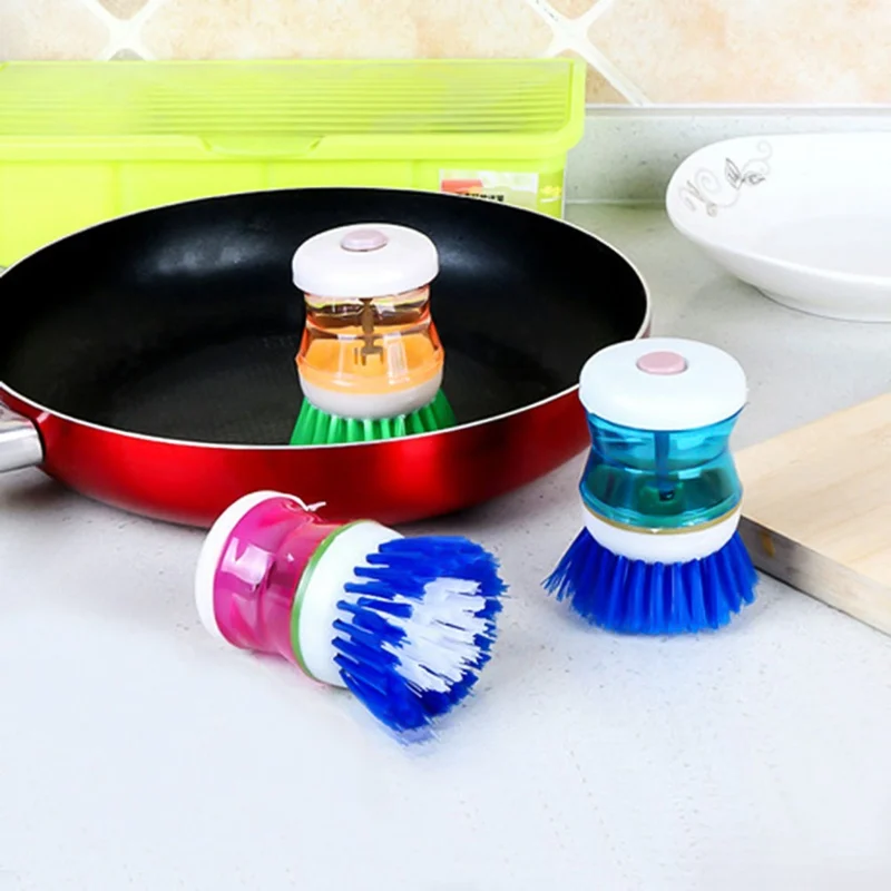 Kitchen Utensil Dish Brush Pot Dish Cleaning Brush with Liquid Soap