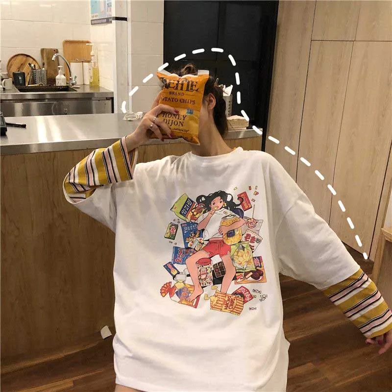 NiceMix 2020 Осенняя Женская одежда Корейская футболка Ulzzang Harajuku смешная Футболка с