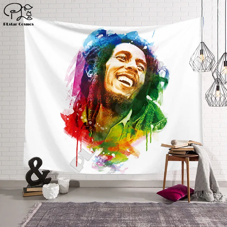 Reggae Bob Marley Funny cartoon Blanket Tapestry 3D Printed Tapestrying  Rectangular Home Decor Wall Hanging style-3