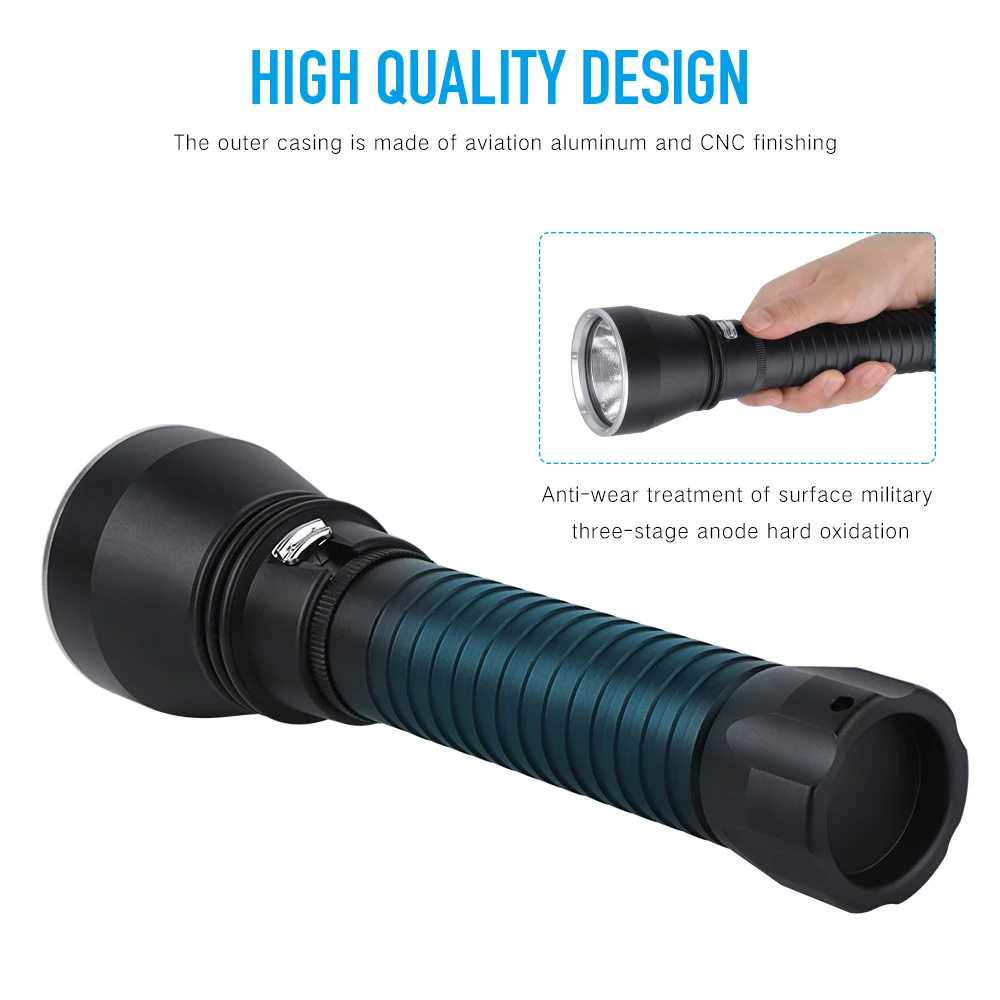  BORUiT XHP70.2 LED Yellow/White Light 4000LM Scuba Diving Flashlight Underwater 100M 26650 Torch Hi - 4000185841211
