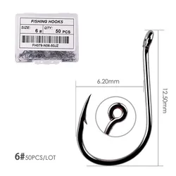 Premium Japanese Circle Carp Eyed Fishing Hooks - Available in 50pcs or 20pcs Packs, Sizes 2 - 22# (Size 6 - 50pc)