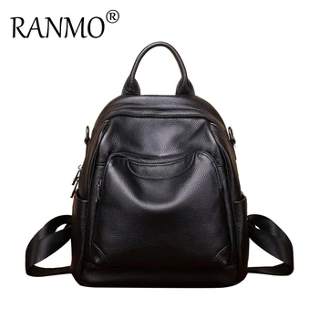 

Leather Women's Backpack European And American Top Layer Leather Commuter Backpack Women's 2020 Fashion Large Capacity Black Bag