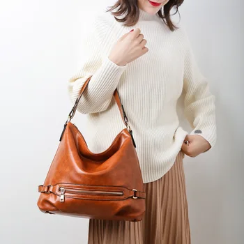 

2020 New Style Fashion Shoulder Bag Solid Color Large-Volume WOMEN'S Bag Korean-style Retro Women's Large Bag
