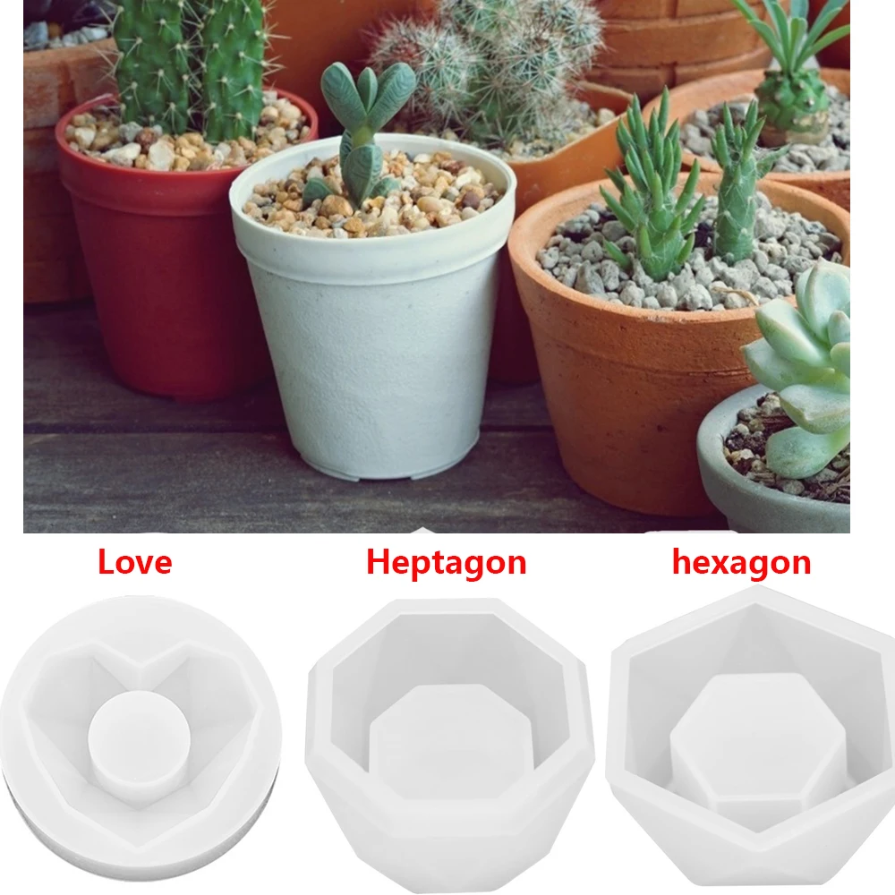 3D moldes de silicona para Resina epoxi maceta de flores suculentas cemento molde de arcilla Molde de resina de silicona vela molde hacer pastillas de jabón
