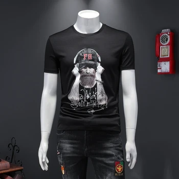 

Summer 2020 Cotton Men T-shirts Print O-Neck Tops Tees Funny Streetwear Black Clothing