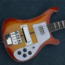 Заводская прямая черная и желтая 4 струнная рикенбэк электрическая бас-гитара с белой защитой, палисандр весы, белый переплет