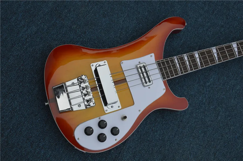 Прямая поставка с завода черно желтая 4 струнная Rickenback электрическая бас гитара