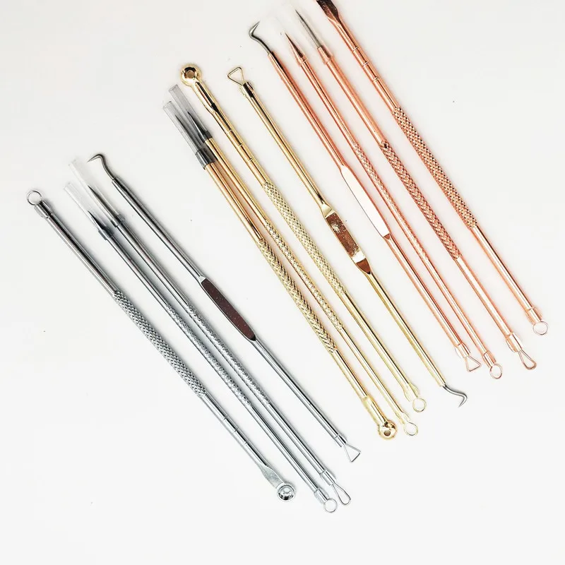 

4Pcs/Set Shining Gold Acne Blackhead Needles Removal Pimple Spot Comedone ExtractorCleanser Beauty Face Clean Care Tools