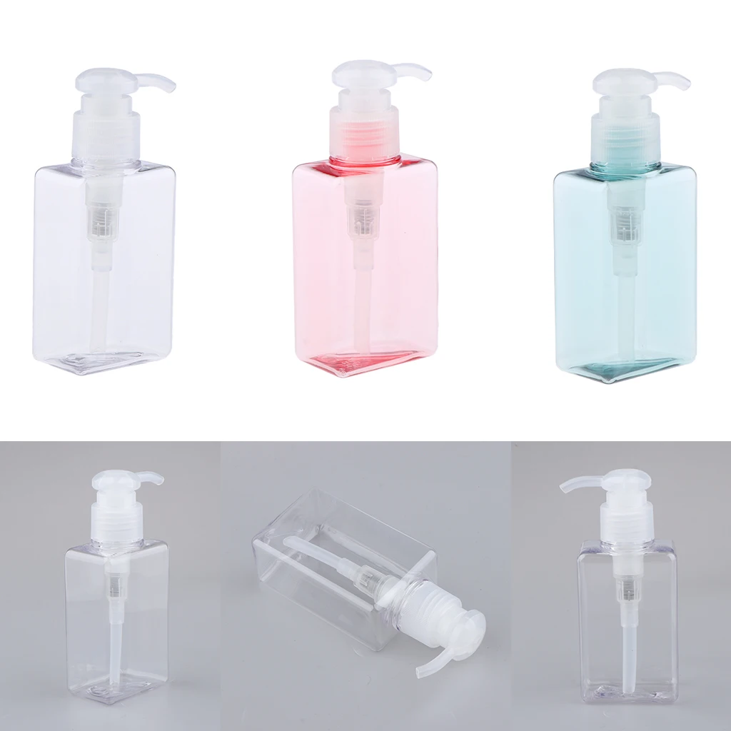 3PCS/set Empty Square Bottle Set with Pumps, 100Ml, for Shampoo, Conditioner, Liquid Soap, Lotions