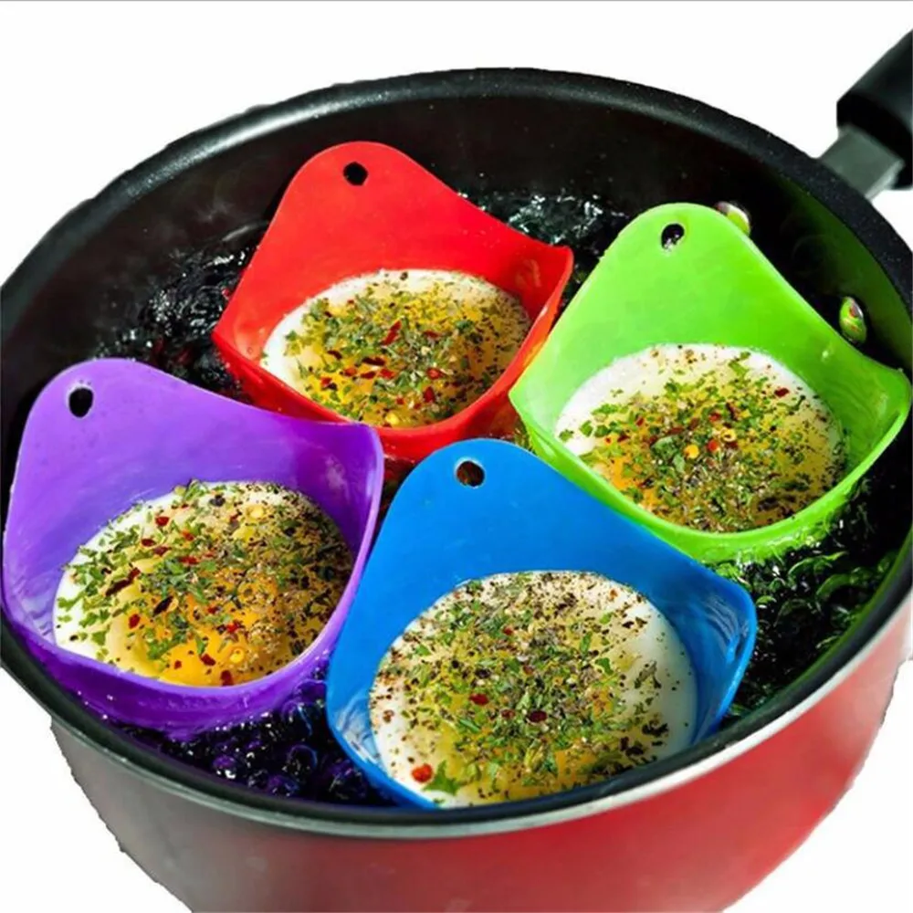 High Temperature Silicone Egg Boiler egg boiler mold cup egg cooker silicone egg poacher egg poacher Warm Creative Silica Gel Egg Cooker Poacher Steamer Holder Mold 4 colors