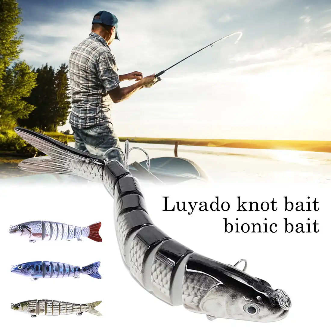 1個釣り餌8セグメントハード人工餌3d魚アイホット販売バイオニック餌knotty餌プラスチックシンク 釣りルアー Aliexpress