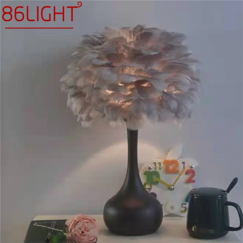 

86LIGHT Creative Table Lamps Contemporary Feather Desk Lights for Home Living Bed Room Decoration