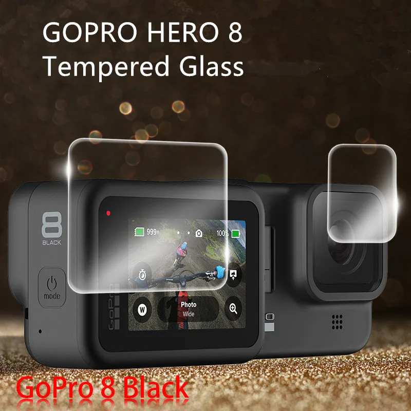 Закаленное стекло для защиты экрана GoPro Hero 8 Черная защитная пленка объектива Gopro8