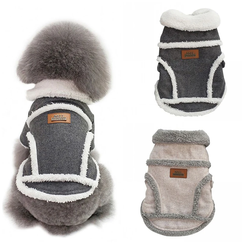 Британский стиль классная собачья одежда теплая куртка для собак пальто с меховым воротником Маленькие Средние собаки осень зима поставки