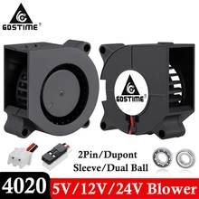 Gdstime – ventilateur de refroidissement pour imprimante 3D, 2 pièces, 40mm, 4020, 5V, 12V, 24V, 40x40x20mm, 40x20MM, 4cm, roulement à billes