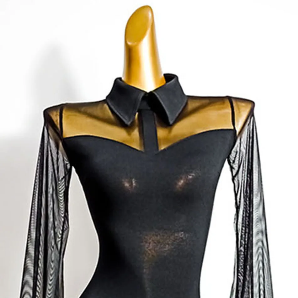 Latin Dance Dress Women Black Long Sleeve Latin Dance Tops for Ballroom Samba Tango Chacha Dancing Performamnce TH501 dance dress