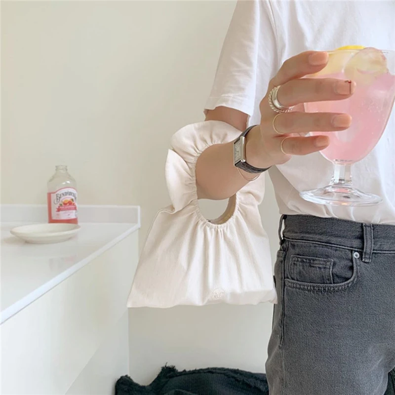 

Dumplings Solid Color Canvas Handbag Top-Handle Bags For Women 2020 New Simple Hobos Shoulder Bag Casual Totes Female HandBags