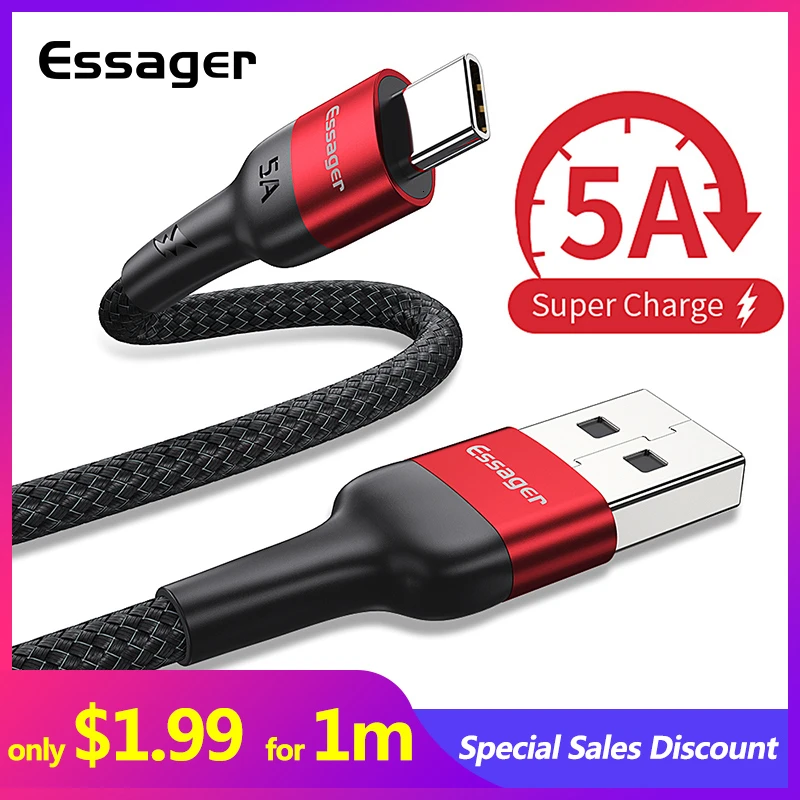 

Essager 5A USB Type C Cable For Huawei Mate 30 20 P30 P20 Pro Lite USBC Type-C Data Wire Cord SCP Supercharge Fast USB-C Charger