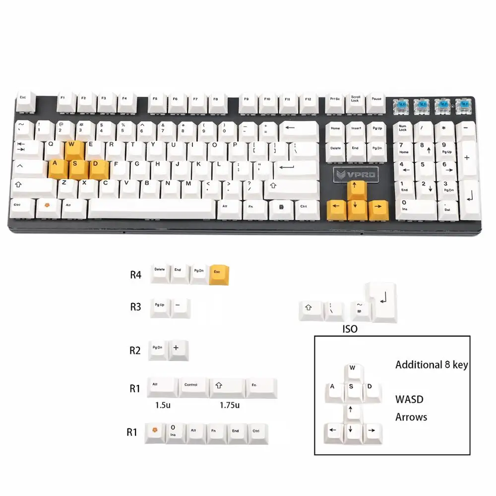 Ymdk White Keycaps Pbt Cherry Ymdk Keyboard Ymdk Keyboard White