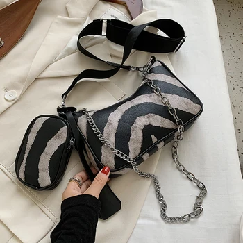 

2 Pcs/set Zebra Pu Leather Small PU Leather Crossbody Bags For Women 2020 trend Shoulder Handbags Female Designer Hand Bag