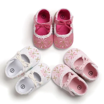 

Cute Baby Girl First Walkers Breathable Floral Embroidery Anti-Slip Shoes Casual Sneakers Toddler Soft Soled Baby Shoes