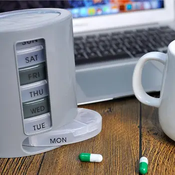 

1Pcs 7 Day Mini Weekly Stash Box Compartment Pill Box Diversion Safe Storage Case Pill Organizer Medicine Box Cutter Container