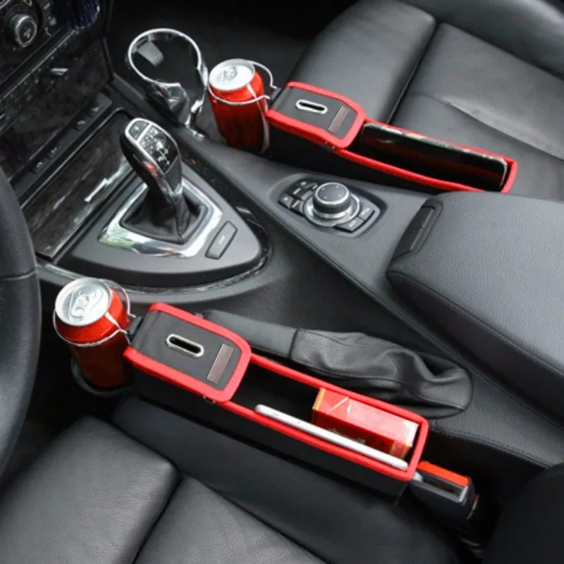 

Car Leather Seat Gap Storage Box Organizer Side Slit Leak Proof Mobile Phone Sundries Storage Organizer Multifunction Car Trash