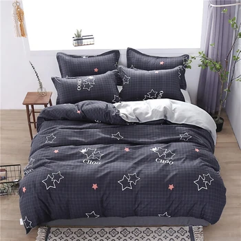 

Thumbedding Lattice Bedding Set Stars Fashionable Simple Duvet Cover Black Queen King Twin Full Single Unique Design Bed Set