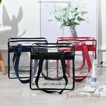 

Waterproof Travel Big Transparent Makeup Bag Clear PVC Tote Shoulder Bags Large Capacity Handbag