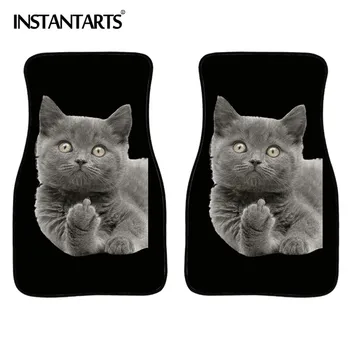 

INSTANTARTS 3D Middle Finger Cat Pattern Durable Set of 2 Rubber Floor Mats for Cars Non Slip Car Accessories Car Floor Mats New