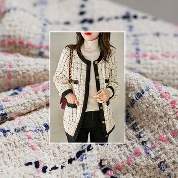 

Whitewaxberry France Circles Plaid Tweed Fabrics Garment Material Autumn Women Jacket Coat Sewing Cloth Tailor Freeshipping