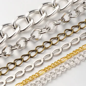 

10 Strand Mixed Style Chains Mixed Color for DIY Craft Jewelry Making 1m/strand