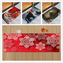 10 шт 3 размера креативный Рождественский Санта-Клаус Противоскользящий коврик для кухонной комнаты, фланелевый ковер, Рождественское украшение для дома