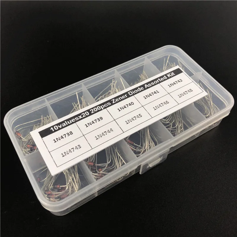10 значений x20 200 шт Диод Зенера ассортимент электронный комплект 1N4738 ~ 1N4748 1 W DO 41 с