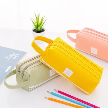 

MoneRffi Canvas Creative Large Capacity Multi-layer Zipper Pencil Bag School Stationery Storage bag