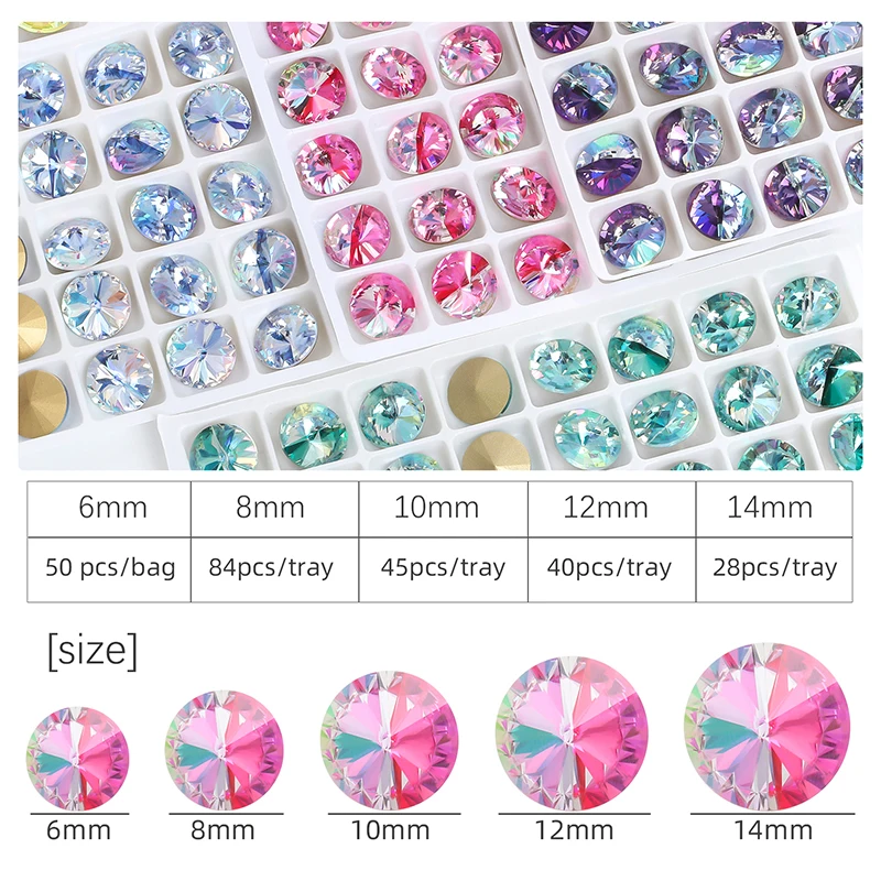 Round Loose Rhinestones 6mm 8mm 10mm 12mm 14mm Glass Rhinestones For Clothing Decoration Crystal DIY 10Pcs clear glass rhinestones,crystal rhinestones,glass rhinestones,glass crystals,rhinestone crystals,rhinestone accessories,rhinestones beads